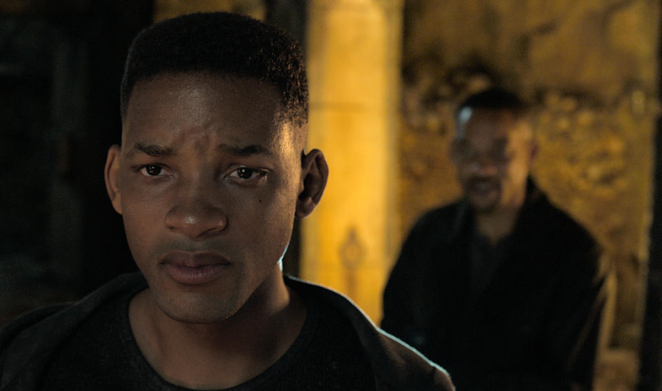 This image released by Paramount Pictures shows Will Smith in "Gemini Man," in theaters on Oct. 11. (Paramount Pictures via AP)