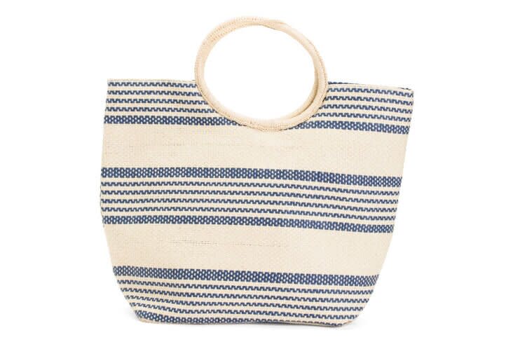 Blue-and-White Striped Tote