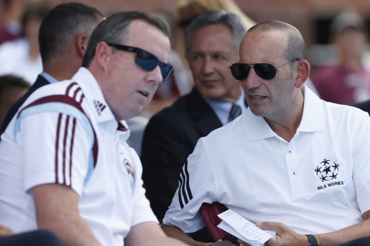 Tim Hinchey, left, joins USA Swimming after six-plus years working in the front office of the Colorado Rapids. (AP)