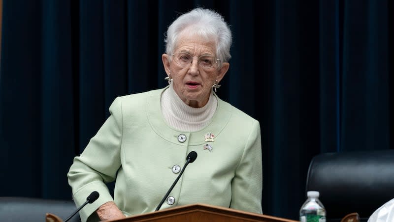 House Education and the Workforce Committee Chair Rep. Virginia Foxx, R-N.C., speaks during the hearing on "Columbia in Crisis: Columbia University's Response to Antisemitism" on Capitol Hill in Washington, Wednesday, April 17, 2024.