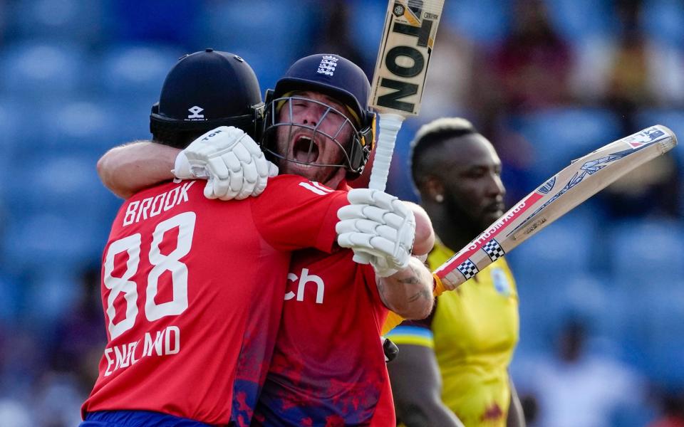 Phil Salt roars with delight after England clinched victory with a ball to spare