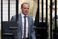 Britain's Secretary of State for Foreign affairs Dominic Raab is seen outside Downing Street in London