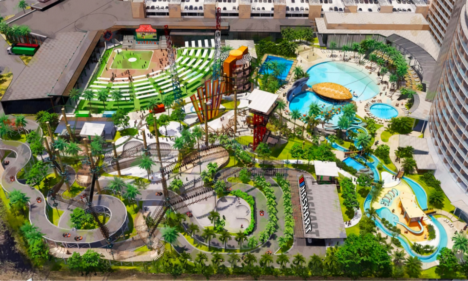 Sports Illustrated provided illustrations of its future resorts. The first of its kind, a collaboration between Sports Illustrated and Travel + Leisure Co., will be built in Tuscaloosa. Other college-town, and leisure-destination resorts are also in planning stages.
(Credit: Sports Illustrated Resorts)