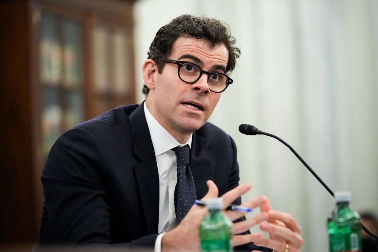 PHOTO: Head of Instagram Adam Mosseri testifies during a Senate Commerce, Science, and Transportation Committee hearing titled Protecting Kids Online: Instagram and Reforms for Young Users on Capitol Hill, December 8, 2021 in DC. (Drew Angerer/Getty Images)