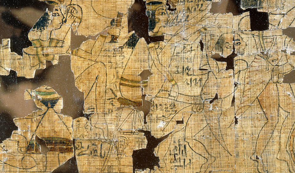 Detalle del Papiro de Turín que representa escenas de prostitutas, sus clientes y varias posiciones para hacer el amor. Egipto Antiguo. XIX dinastía c 1295 1186 a.C.