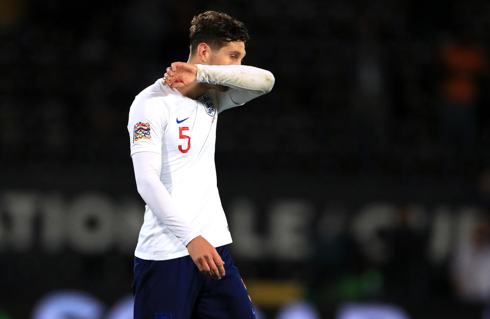 England's John Stones appears dejected after the Nations League Semi Final at Estadio D. Alfonso Henriques, Guimaraes.