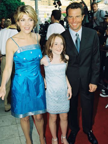 <p>Bei/Shutterstock</p> Natasha Richardson (left), Lindsay Lohan and Dennis Quaid