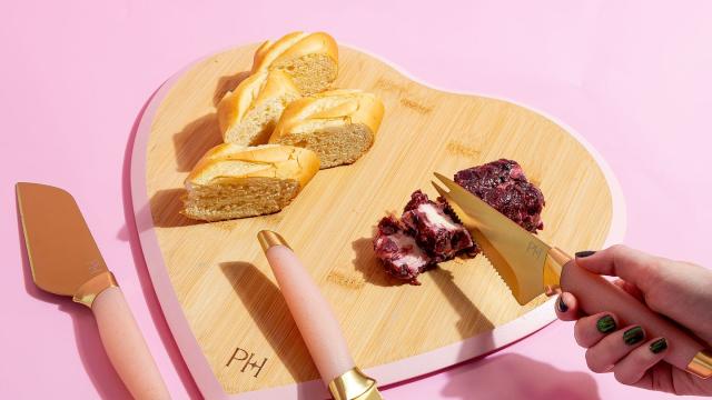 Paris Hilton 10-Piece Heart Stainless Steel Knife Block Set, Pink