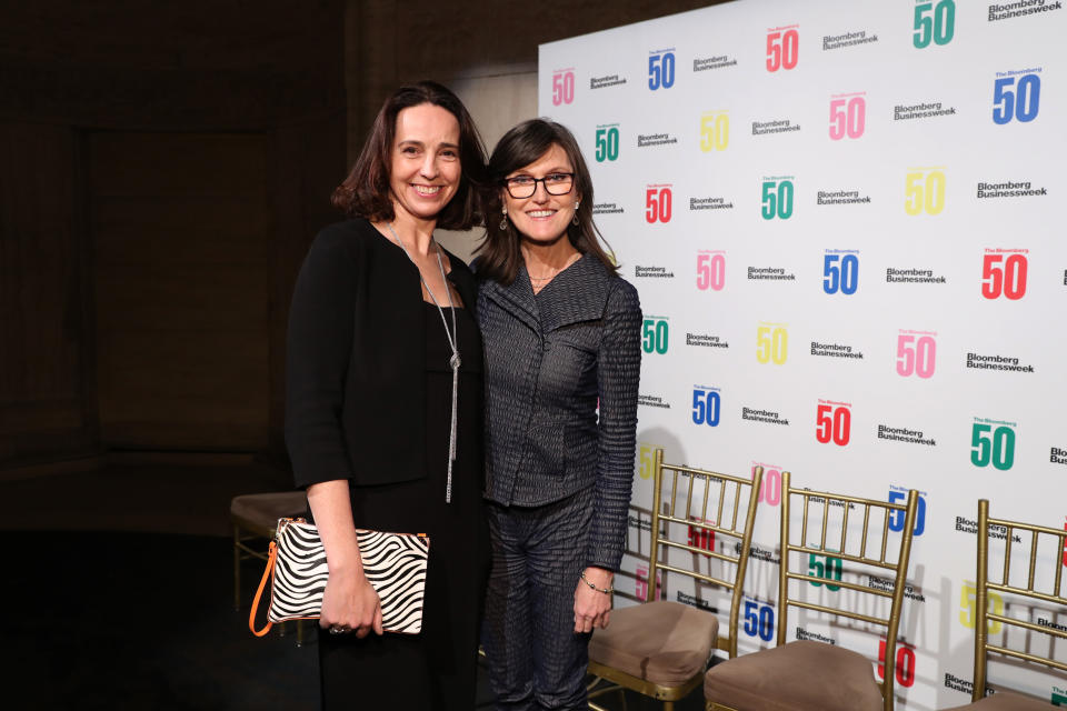 NEW YORK, NY - DECEMBER 10: (L) Sarah Friar and Cathie Wood attend 