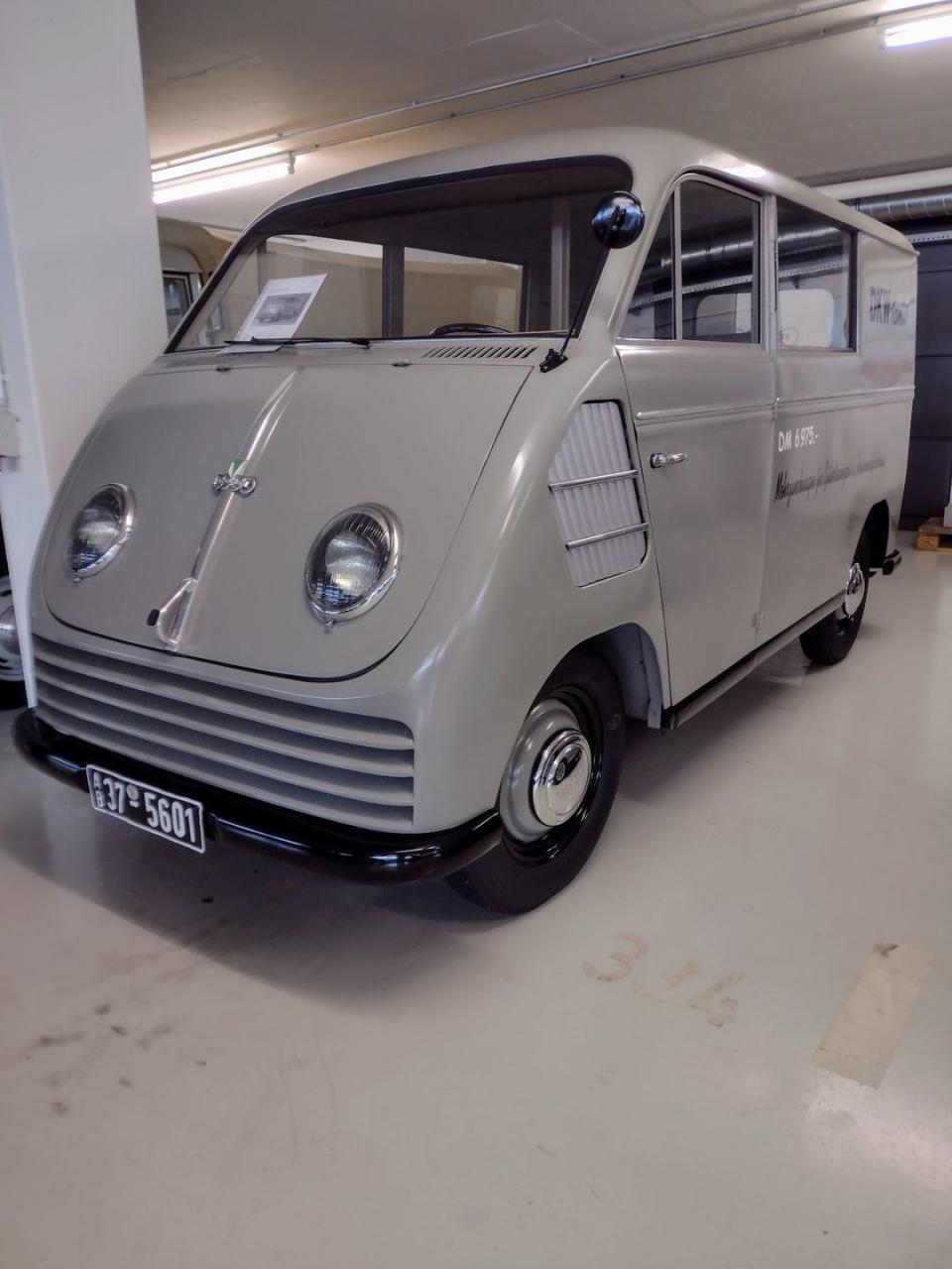 <p>The DKW Schnellaster was the first Auto Union product built after the War, starting in 1949—predating the Volkswagen Bulli. The name, which translates to "fast transporter," was something of a misnomer, given the two-cylinder, two-cycle engine up front, sending 20 horsepower (later 22 hp) to the front wheels.</p>