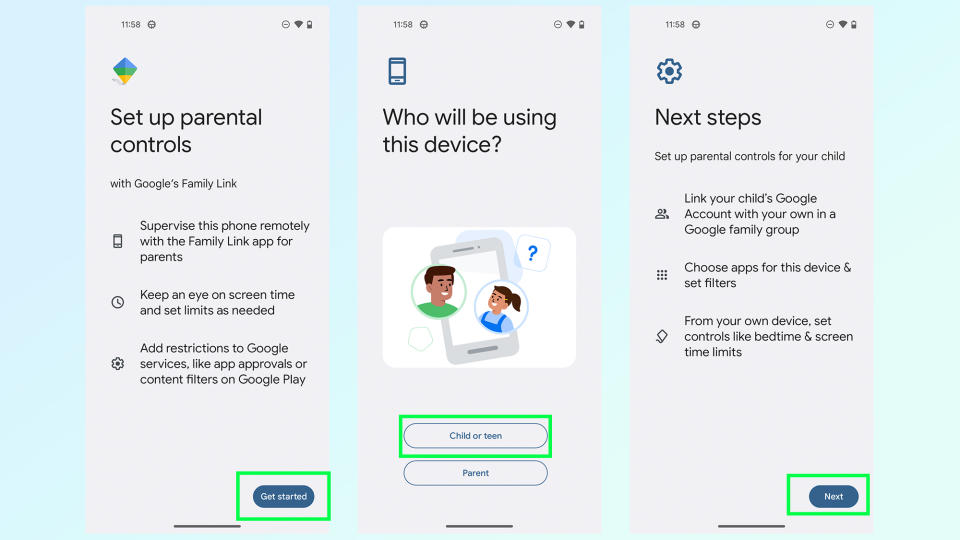 how to set up parental controls with family link on android