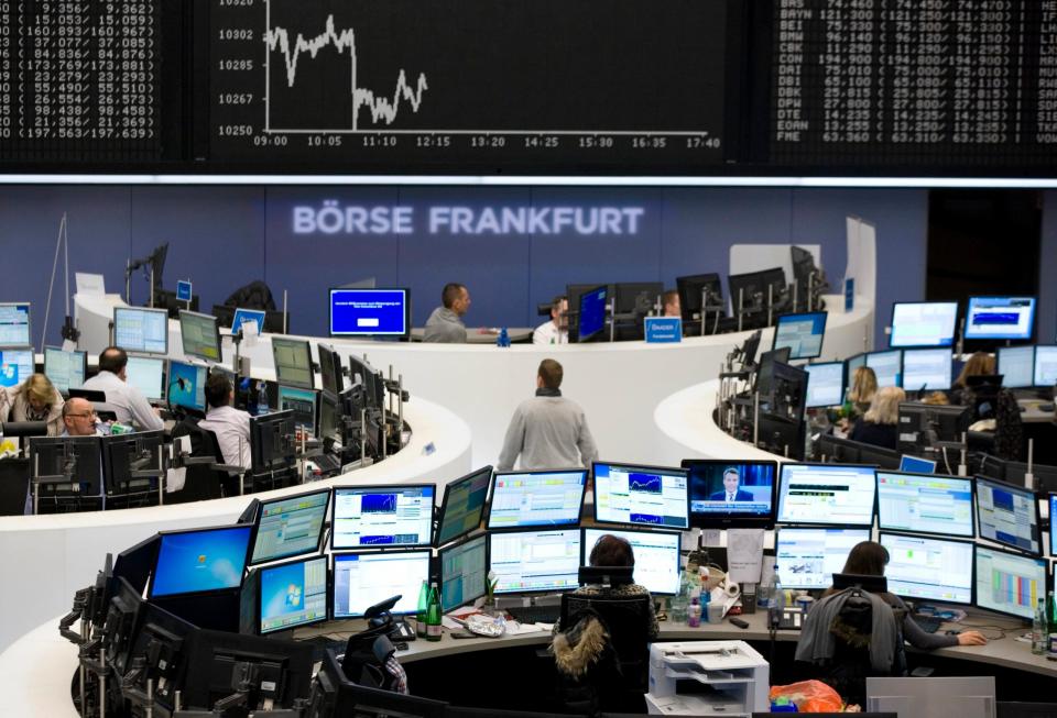 Handelssaal der Frankfurter Börse. - Copyright: picture alliance / Ulrich Baumgarten | Ulrich Baumgarten