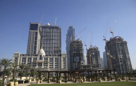 Buildings under construction for the Al Habtoor Group are seen in Dubai January 9, 2016. Picture taken January 9, 2016. REUTERS/Ashraf Mohammad