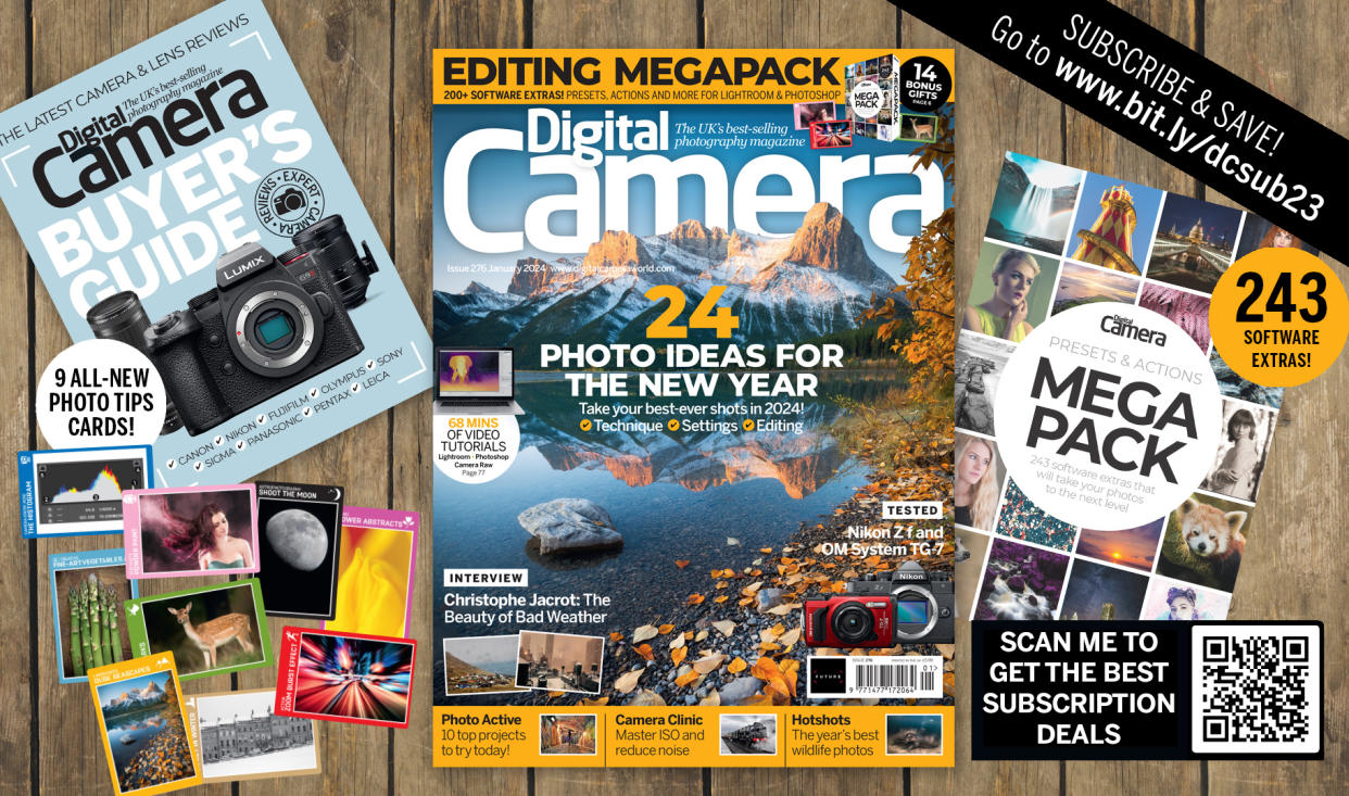  Photo of front cover of Digital Camera magazine issue 276, plus the bonus gifts bundled with the magazine. 
