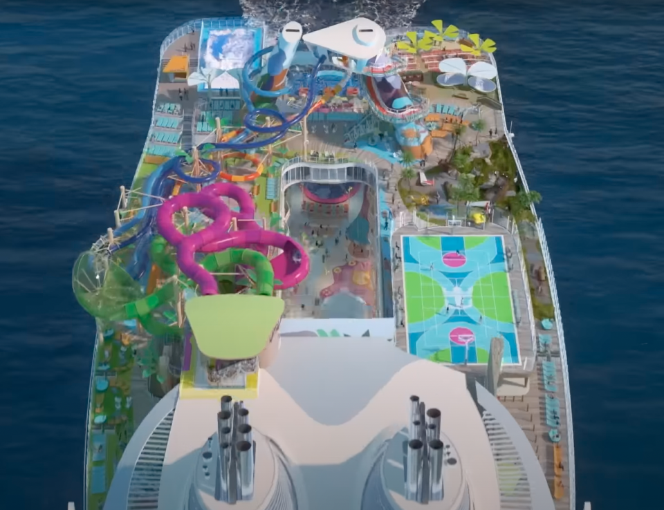 The ship has an array of waterparks, slides, and swimming pools. (Royal Caribbean)