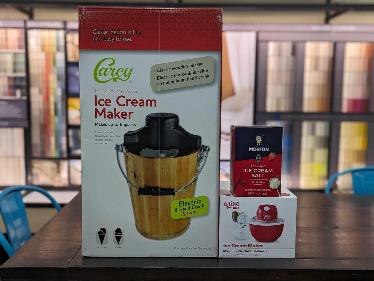 One of the several styles of ice cream makers found at Ambridge Do-It-Best Home Center.