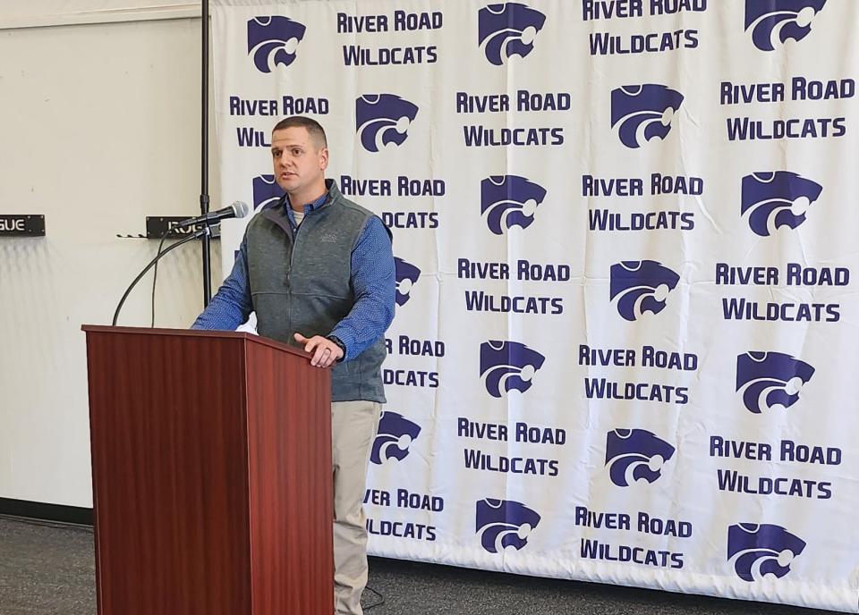 RRISD Athletics Strength and Conditioning Coach, Justin Cranfill, presents the districts new Athletic Performance Center replacing the former weight room Tuesday afternoon.