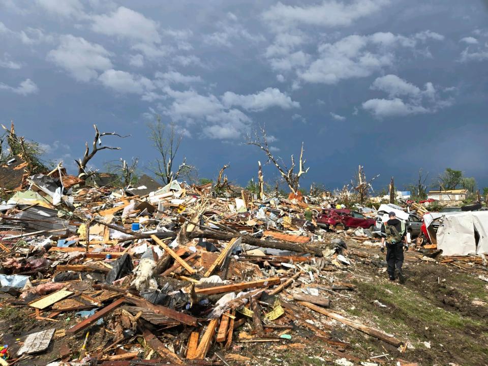 Greenfield, Iowa tornado damage on 5/21/24