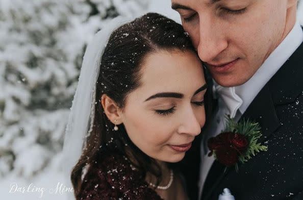 "Wedding was a&nbsp;winter wonderland&nbsp;dream! The&nbsp;snow&nbsp;could not have been more beautiful."&mdash;<i>Darling Mine</i>