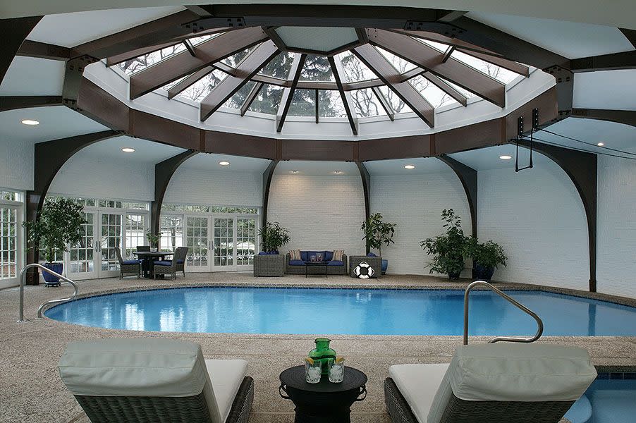 swimming pool designs indoor sky views