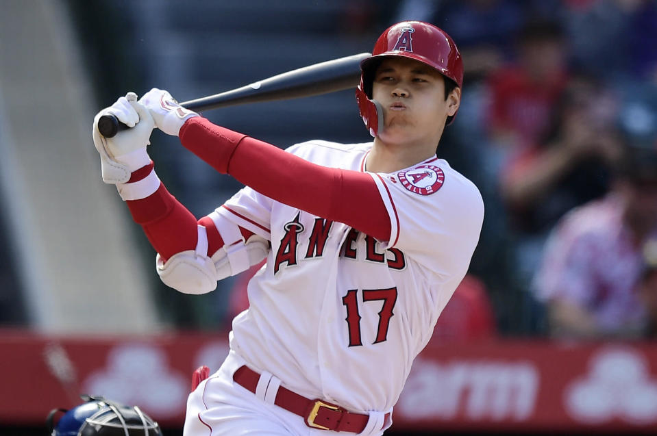 Angels manager Brad Ausmus benched Shohei Ohtani to prevented anticipated matchup with Yusei Kikuchi. (AP Photo/Mark J. Terrill)