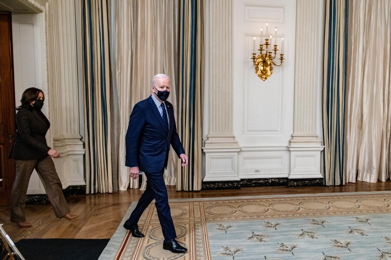 Joe Biden marked International Women’s Day by touting progress towards gender equality in the military. (Getty Images)