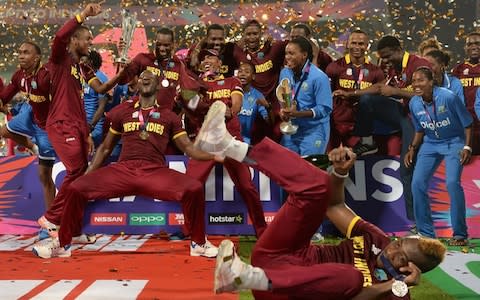 West Indies celebrate winning the World T20 - Credit: GETTY IMAGES