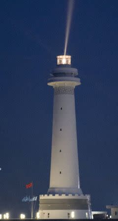 The Huayang Lighthouse is pictured during an inauguration ceremony in the South China Sea, in this picture released by China's official Xinhua News Agency dated October 9, 2015. REUTERS/Xinhua/Chen Yichen