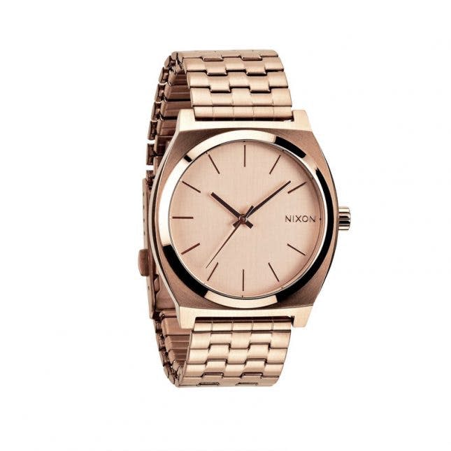 nixon time teller rose gold watch