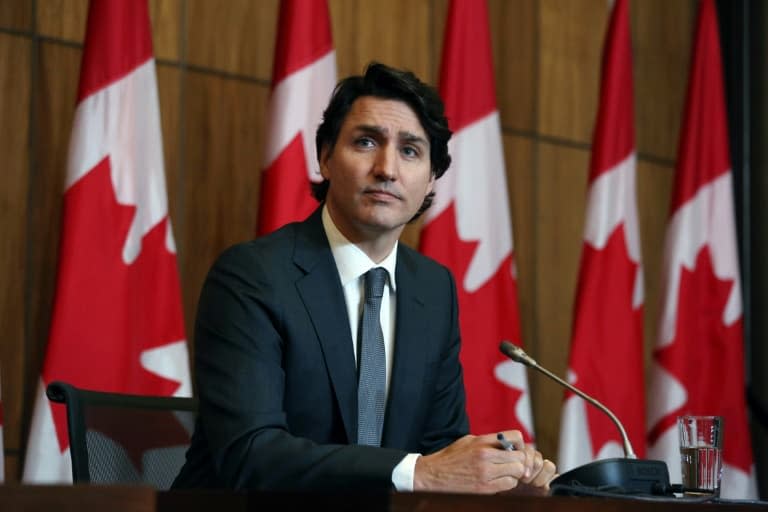 Le Premier ministre canadien Justin Trudeau lors d'une conférence de presse sur le Covid-19, le 12 janvier 2022 à Ottawa, Canada - Dave Chan © 2019 AFP