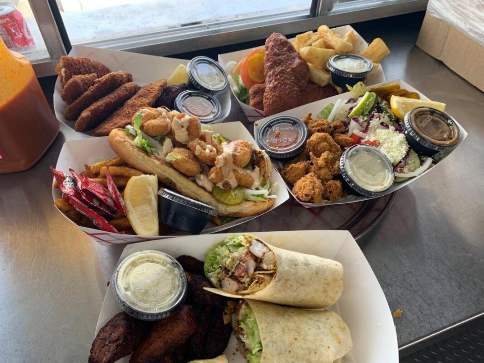 Independent Seafood's food truck on Georgia Avenue in West Palm Beach cooks up a slew of entrees including a Mahi sandwich, fried shrimp, fried oysters, cheeseburgers and Bang Bang shrimp tacos.