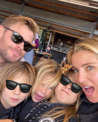 <p>elsa pataky/Instagram</p> Chris Hemsworth with his wife Elsa Pataky and their children
