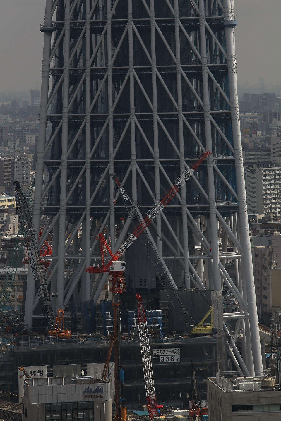 Led by Tobu Railway and a group of six terrestrial broadcasters headed by NHK, the tower project forms the centrepiece of a large commercial development equidistant from Tokyo Skytree and Oshiage train stations, 7 km (4.3 mi) north-east of Tokyo station. (Photo by Koichi Kamoshida/Getty Images)