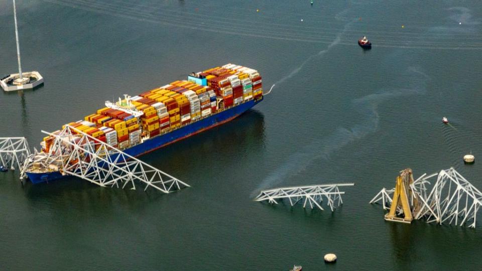 baltimore's francis scott key bridge collapses after being struck by cargo ship