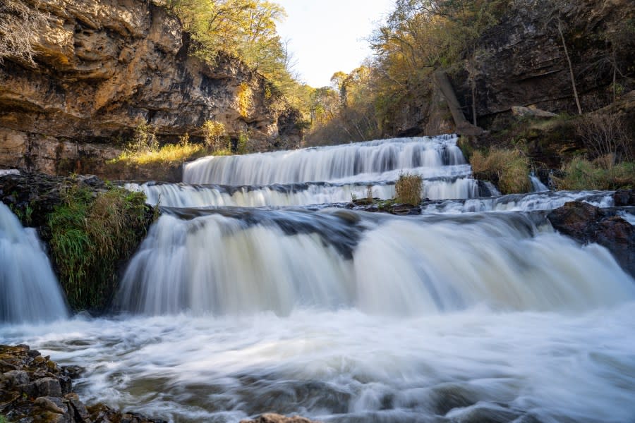 The waterfall at Willow River State Park near Hudson, Wisconsin, in fall. (Getty)