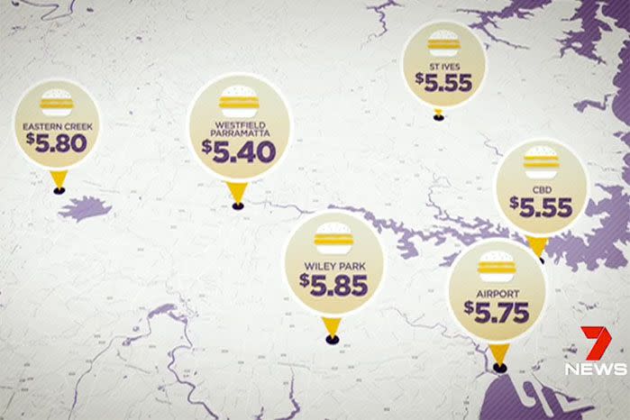 Sydney's cheapest Big Mac is found in Westfield Paramatta. Source: 7 News