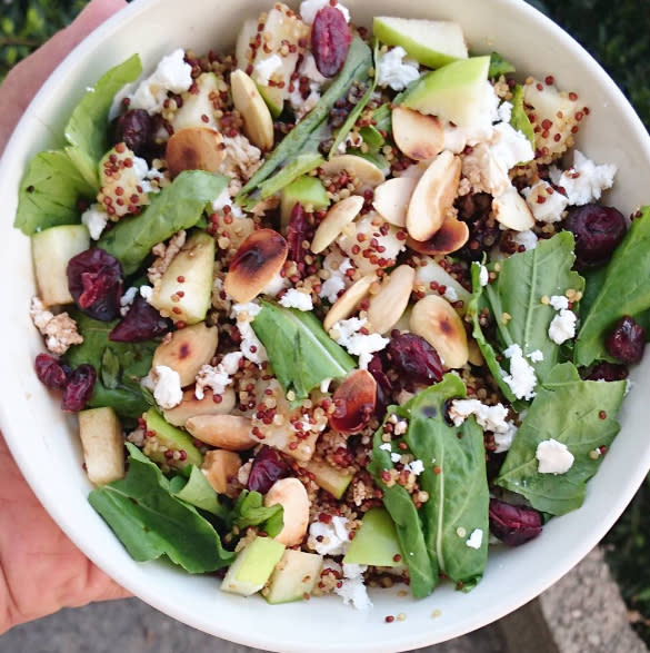 Cranberry, quinoa, almond, apple and feta salad