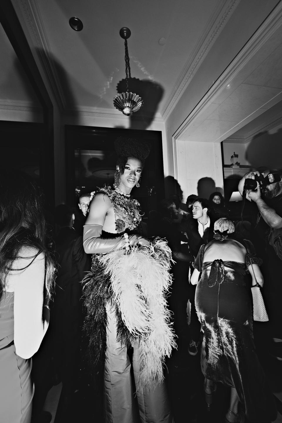 J. Harrison Ghee makes an entrance at the Carlyle Tonys after party.