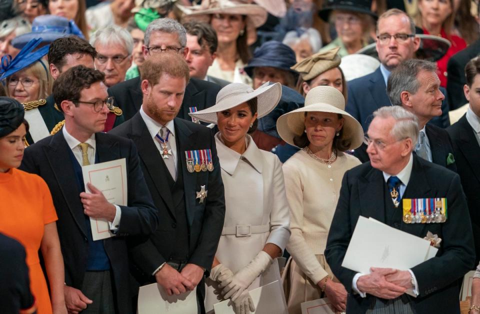 The two couples, said to be ‘as thick as thieves,’ were sat next to each other at the Queen’s Platinum Jubilee (Getty Images)