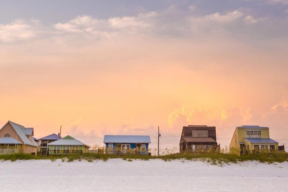 Houses on the beach During Sunset in Gulf Shores, Alabama