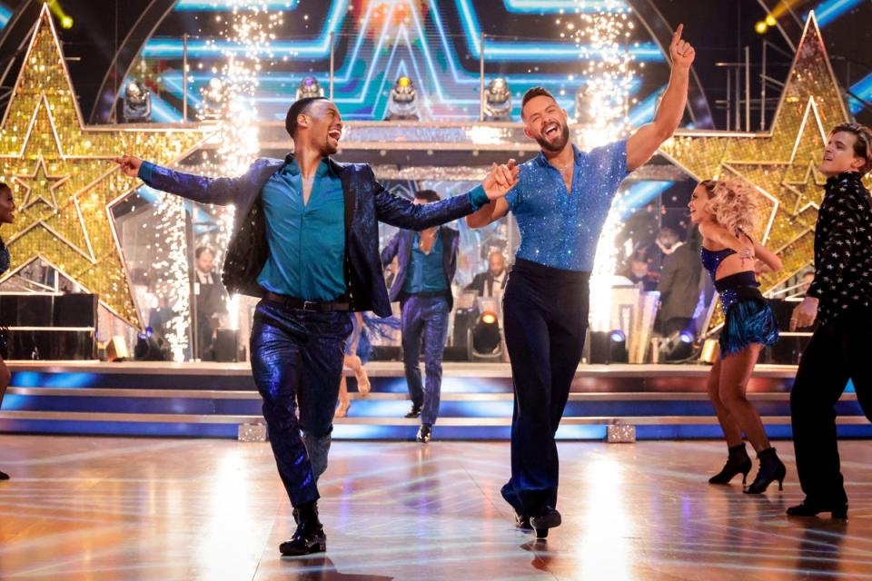 Johannes Radebe and John Whaite during the final of Strictly Come Dancing 2021 (Guy Levy/BBC/PA) (PA Media)