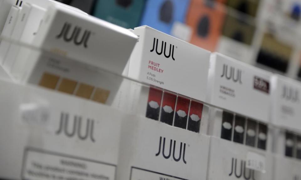 Juul products displayed at a smoke shop in New York in 2018.