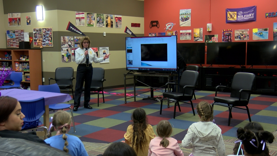 Wichita Fire Chief Elizabeth Snow at McConnell Air Force Base, at the McConnell AFB Youth Center on March 8, 2024 (KSN Photo)