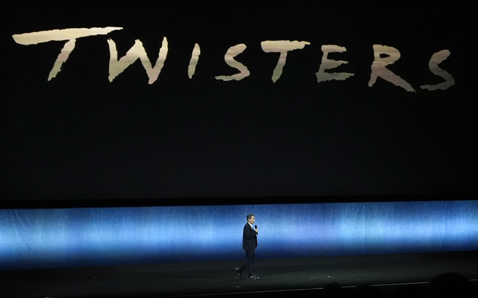 Lee Isaac Chung, director of "Twisters," walks onstage during the Universal Pictures and Focus Features presentation at CinemaCon 2024, Wednesday, April 10, 2024, at Caesars Palace in Las Vegas. (AP Photo/Chris Pizzello)