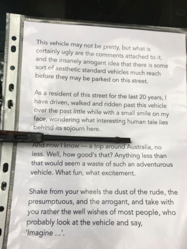 Another person chimed in defending the camper van. Source: Twitter/ Dannielle Miller