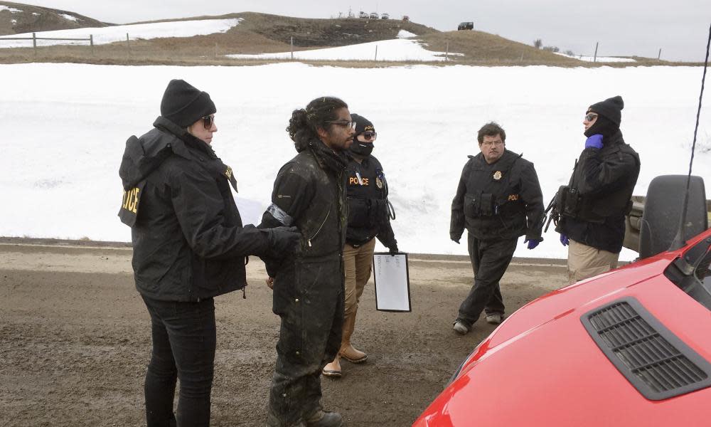 Authorities arrest one of the last remaining holdouts from the now-closed Dakota Access pipeline protest camp.