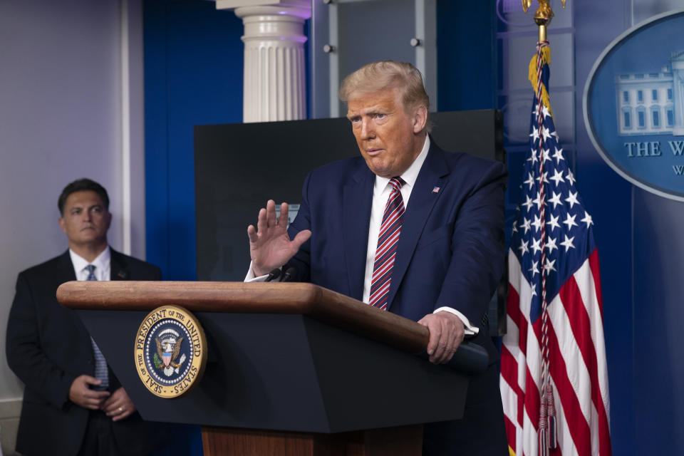 September 27, 2020 - Washington, DC United States: United States President Donald Trump holds a news briefing at the White House. (Chris Kleponis / Pool/Sipa USA)