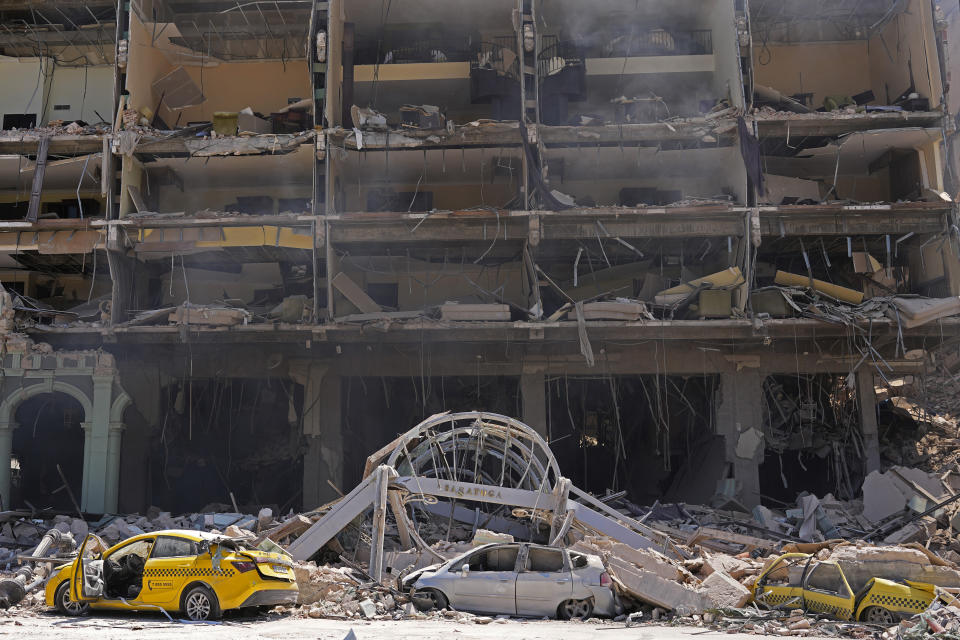 Rooms are exposed at the five-star Hotel Saratoga after a deadly explosion in Old Havana, Cuba, Friday, May 6, 2022. (AP Photo/Ramon Espinosa)