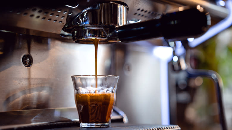 Espresso machine pouring an Americano