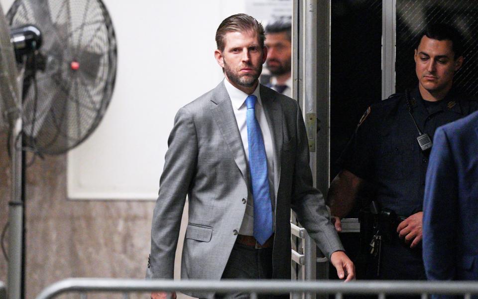 Eric Trump attended the trial and sat behind his father in court